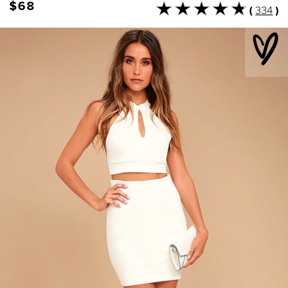 LULUS IVORY LACE TWO-PIECE DRESS